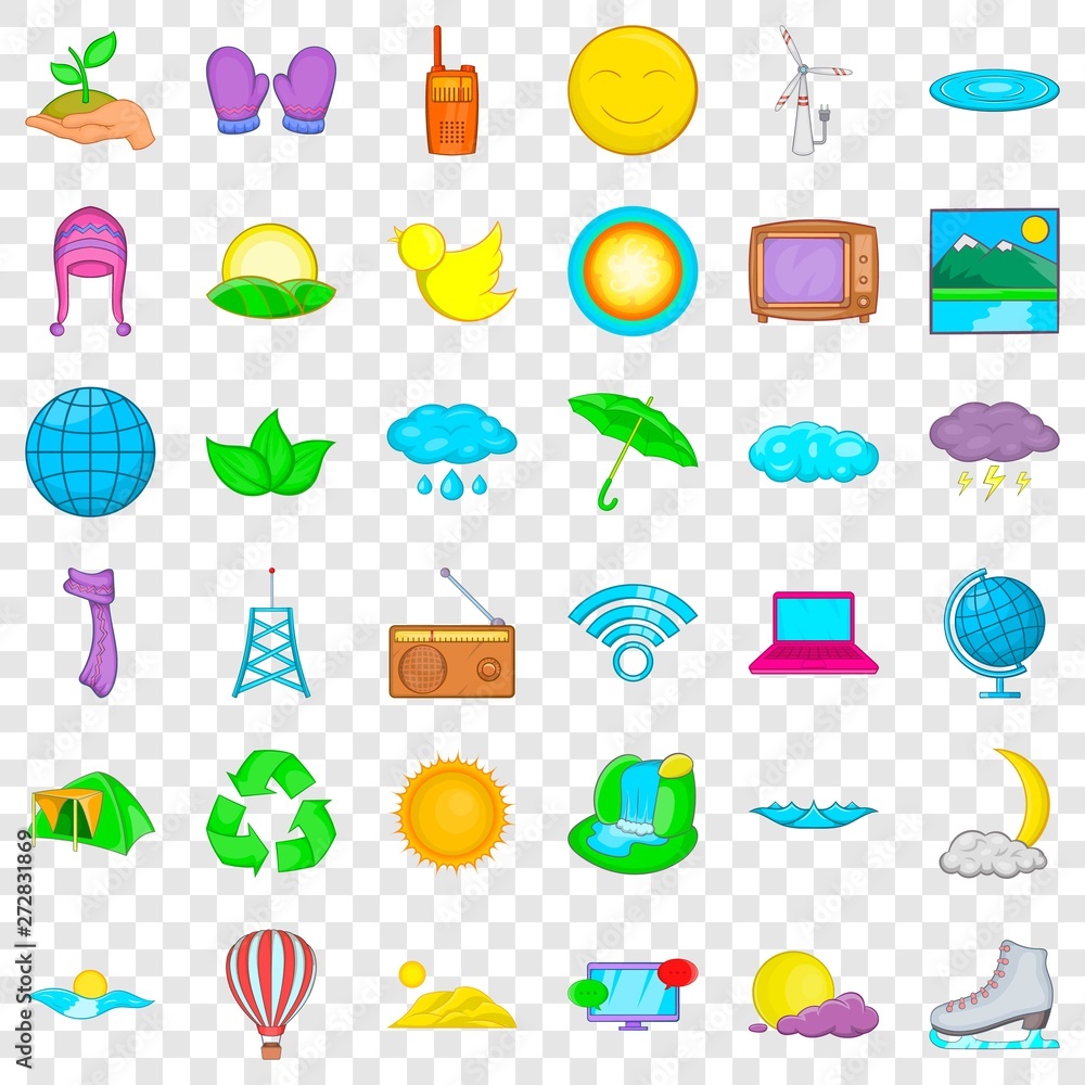Poster user icons set. cartoon style of 36 fauna vector icons for web for any design