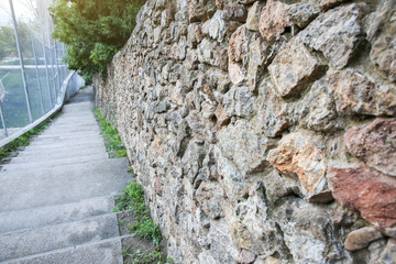 Stairs with stones. Outdoors architecture.
