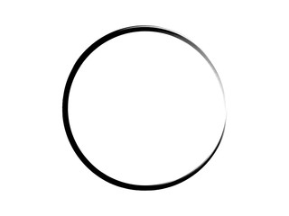 Thin black circle made with art brush.Grunge thin marking element.