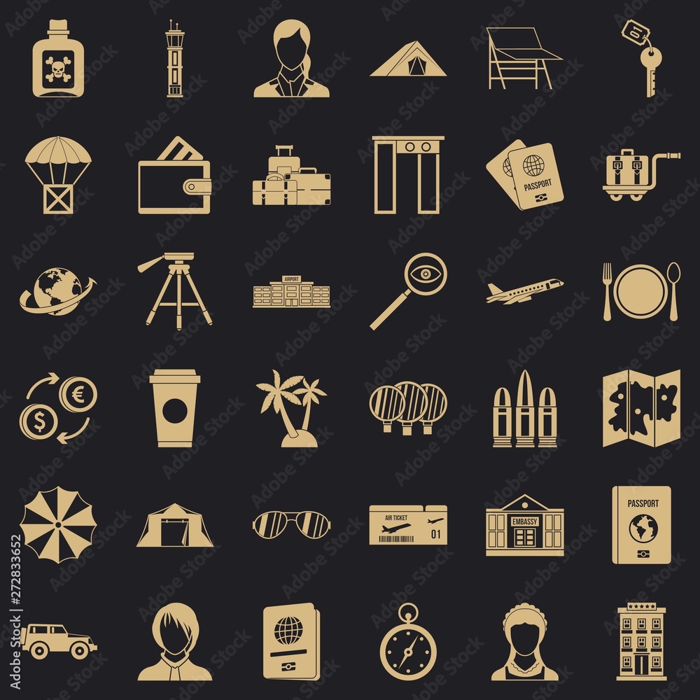 Poster pass icons set. simple set of 36 pass vector icons for web for any design
