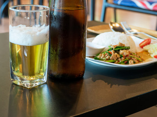 Glass of beer with meal