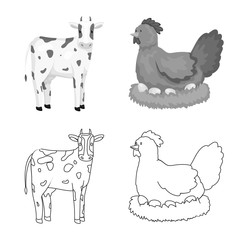 Vector illustration of breeding and kitchen  logo. Set of breeding and organic  stock symbol for web.