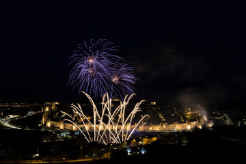 Avila, Spain, fireworks in the beautiful walled city