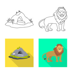 Vector illustration of nature  and fun  sign. Set of nature  and entertainment vector icon for stock.