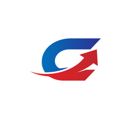 initial logo with arrow graphic vector C