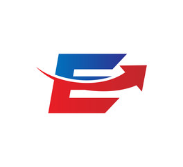 initial logo with arrow graphic vector E