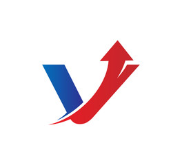 initial logo with arrow graphic vector V