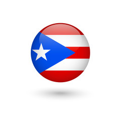 Puerto Rico flag round glossy