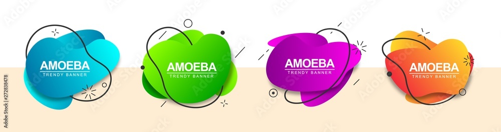 Poster Set of bright abstract banners with gradient effect. Trendy banner templates for ad design, web design and more.