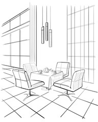 Modern and simple cafe interior.
