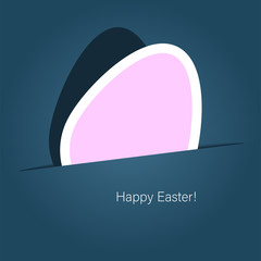 Happy Easter greeting card egg shape with flowers, vector illustration