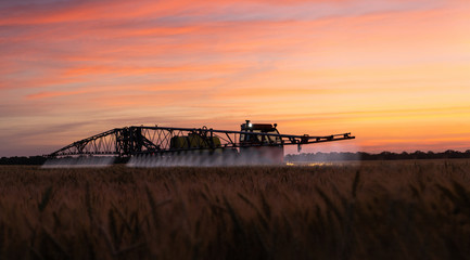 Fototapeta premium Machine for spraying pesticides and herbicides in the field at work 