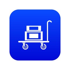 Hotel trolley icon blue vector isolated on white background