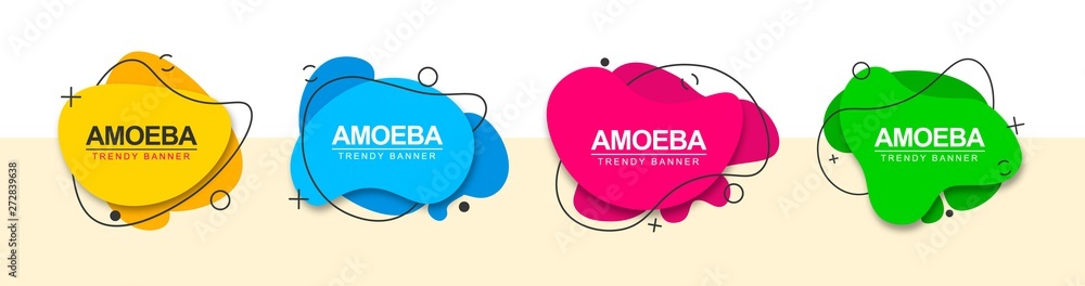 Poster Set of abstract banners for the design of ad, web and print. Vector flat banners liquid shape. Vector template.