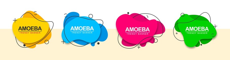 Set of abstract banners for the design of ad, web and print. Vector flat banners liquid shape. Vector template.