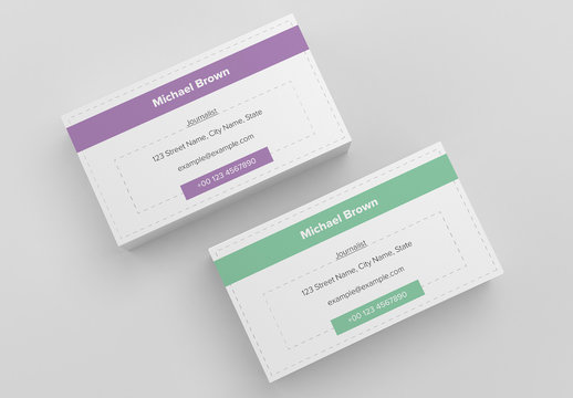 Business Card Layout with Dashed Lines