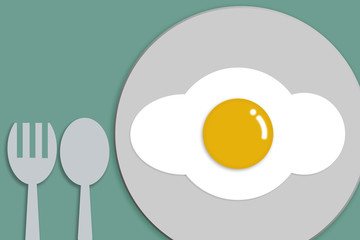 Fried egg flat icon. Fried egg closeup