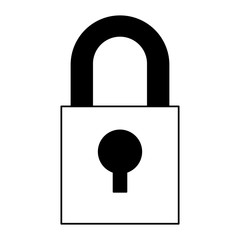Security padlock symbol isolated cartoon in black and white
