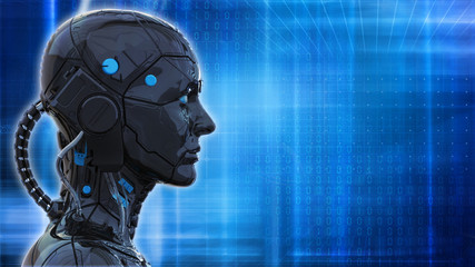 Robot woman technology Background - 3d rendering wallpaper