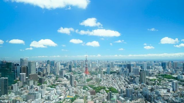 東京風景　タイムラプス　6月　青空と流れる雲