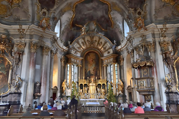 Fototapeta na wymiar Gottesdienst, Wallfahrtskirche Käppele, Würzburg