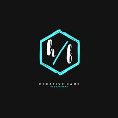 H F HF Initial logo template vector. Letter logo concept