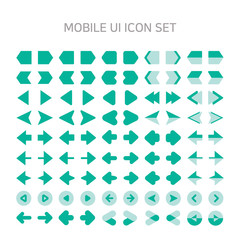 Vector illustration of mobile-ui icons for mobile, interface, mobile site, mobile icon, flat icon, previous, arrow, play, first, last.