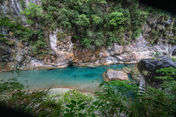 Turquoise Water of Shakadang River at Taroko Gorge National Park in Taiwan