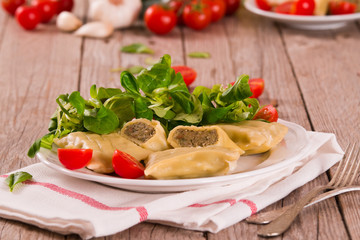 Maultaschen - swabian filled pasta ( ravioli ).
