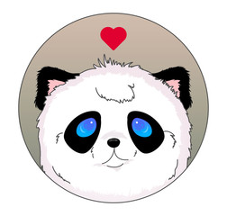 Panda head icon. Kawaii vector illustration. Love emotion.