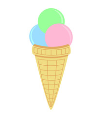 Ice cream with colored balls isolated on white background flat design vector image