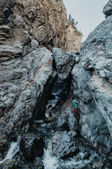 Climbing through the Williscroft Canyon, Yukon, Canada