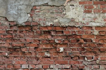 Collapsing brick wall of an old house