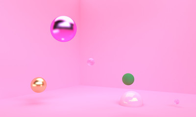 Scene with geometrical forms, minimal abstract  background,3D render