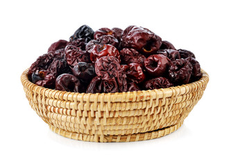 Dried jujube fruits on white background