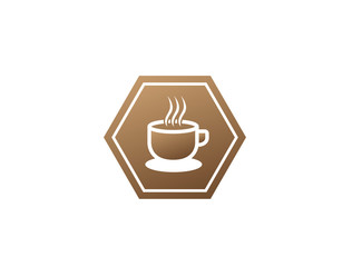 Big hot cup of cafe warm caffee logo design illustration