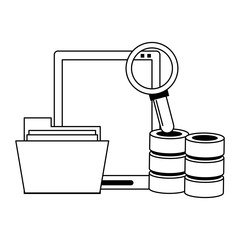 Office and business technology symbols in black and white