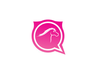 Horse head symbol in chat icon for logo design illustration