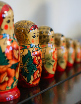 Matrioska traditional russian wooden dolls