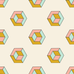 Colorful abstract geometric seamless pattern with cubes. Tile background. Vector illustration. 