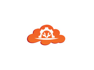 Mechanic gear tools in and pignion for logo design illustration, in a cloud shape icon