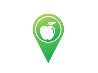 Apple with green leaf logo design illustration in the shape icon