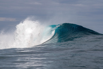 Surf wave tube detail in pacific ocean french polynesia tahiti