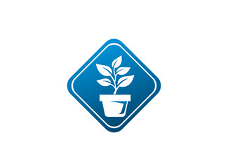 Plant in the Pot with some leaves for logo Design, illustration in a shape