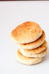 Pita bread on a white background