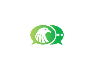 Naklejka premium Eagle head inside a chat ion for logo design illustration, falcon symbol