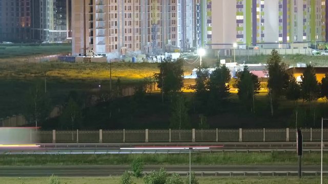 Night suburb video ring road time lapse using time-lapse technology