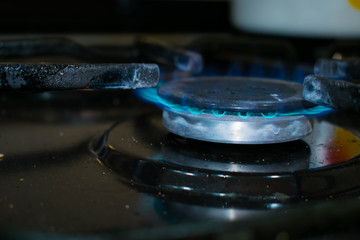 Gas blue flame burner stove is black hot burning waste for design
