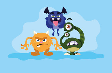 Group of monsters cartoons design