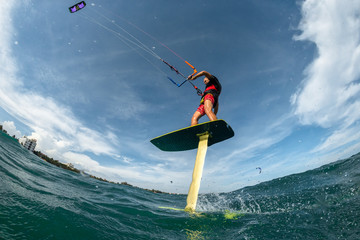 Surf rides Hydrofoilkite 